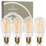 Vintage Incandescent Edison Light Bulbs: 60 Watt, 2100K Warm White Lightbulbs - E26 Base - 230 Lumens - Clear Glass - Dimmable Antique Filament ST64 Light Bulb Set - 4 Pack