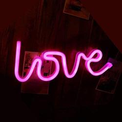 Pink Love Led Neon Light Art Decorative Novelty Neon Sign Wall Table Decor for Halloween Party Children’s Room Living Room Bar Hotel Decoration