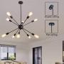 PUMING 10 Lights Black Sputnik Chandelier Modern Pendant Lighting Flush Mount Mid-Century Fixture Hanging Lamp for Bedroom Kitchen Dining Room