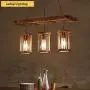 Ladiqi Industrial Vintage Island Light 3 Lights Hanging Pendant Lighting Wooden Chandelier for Kitchen Bar Restaurant Dining Room Table