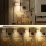 LED Floor Lamp with Dimmer, Fully Dimmable Standing Lamp Modern Tall Pole Lamp with Hanging Fabric Shade and Brown Base Montage Reading Light for Living Room Bedroom, Bright 8W LED Bulb Included