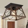 Q&S Flush Mount Ceiling Light Fixture , Farmhouse Vintage Ceiling Lights,Industrial Metal Ceiling Lamp for Hallway, Entryway, Bathroom ORB+Brush Brown,1 Light E26 Q&S Flush Mount Ceiling Light Fixture , Farmhouse Vintage Ceiling Lights,Industrial Metal Ceiling Lamp for Hallway, Entryway, Bathroom ORB+Brush Brown,1 Light E26