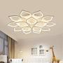 15 Heads Petal Semi Flush Light - Monochromatic LED Ceiling Light Fixture 110-240V 150W Modern Acrylic Ceiling Lamp with White Metal Canopy for Living Room Bedroom Restaurant