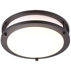 Cloudy Bay LED Flush Mount Ceiling Light,10 inch,17W(120W Equivalent) Dimmable 1050lm,3000K Warm White,Oil Rubbed Bronze Round Lighting Fixture for Kitchen,Hallway,Bathroom,Stairwell, ETL/JA8