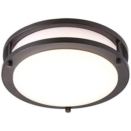 Cloudy Bay LED Flush Mount Ceiling Light,10 inch,17W(120W Equivalent) Dimmable 1050lm,3000K Warm White,Oil Rubbed Bronze Round Lighting Fixture for Kitchen,Hallway,Bathroom,Stairwell, ETL/JA8