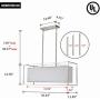 Vinsniv Fabric Rectangular Kitchen Island Dining Room Chandelier, Modern Premium Linear 5-Light Billiards Room Pendant, Adjustable Height, Gray Linen Shade, Brushed Nickel, 35.43''L UL-Listed E26 008