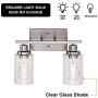 Banato Lighting 2-Light Modern Vanity Lights Sconces Bathroom Lighting Fixtures Wall Lamp Brushed Nickel Indoor Wall Light Fixture with Clear Glass Shade for Porch Stairway Kitchen Bar