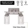 Banato Lighting 2-Light Modern Vanity Lights Sconces Bathroom Lighting Fixtures Wall Lamp Brushed Nickel Indoor Wall Light Fixture with Clear Glass Shade for Porch Stairway Kitchen Bar