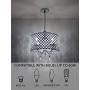 Kira Home Briolette 16'' 4-Light Modern Chic Crystal Chandelier + Round Beaded Drum Shade, Adjustable Height, Chrome Finish