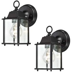 LIT-PaTH Outdoor Wall Lantern, Wall Sconce as Porch Lighting Fixture, E26 Base 100W Max., Aluminum Housing Plus Glass, Water-Proof and Outdoor Rated, ETL Qualified, 2-Pack (Black)