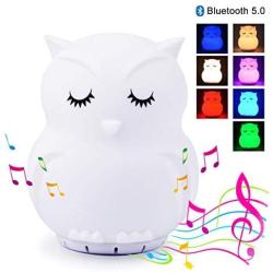 Kids Lamp LED Night Light with Bluetooth Speaker-Cute Owl Animal Lamp for Babies,Boys,Girls Nightlight Perfect Gift for New Born Color Changing Portable Remote Control, Silicone Night Light