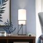 Modern Desk Lamp with Cylinder Fabric Shade, White Bedside Nightstand Table Lamp for Bedroom Living Room End Table Kids Room