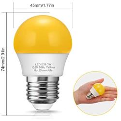 Briignite Bug Light Bulb Yellow LED Bulbs, Outdoor Porch Light, Amber Bedroom Night Light Bulb G14 Bug LED Bulb, 25W Equivalent E26 Edison Bulb(3W), Warm LEDs Hallway Lighting Decorative Lamps(6 Pack)