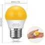 Briignite Bug Light Bulb Yellow LED Bulbs, Outdoor Porch Light, Amber Bedroom Night Light Bulb G14 Bug LED Bulb, 25W Equivalent E26 Edison Bulb(3W), Warm LEDs Hallway Lighting Decorative Lamps(6 Pack)