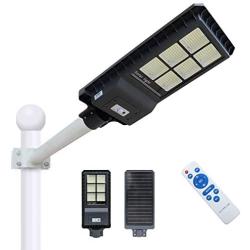 300W Solar Street Light Dusk to Dawn,Parking Lot Lights 24000mAH Iron Phosphate Battery LED Outdoor Lighting,22000Lm Light/PIR Motion Sensor for Garage,Patio,Garden,Driveway