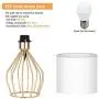HAITRAL Gold Table Lamps Set of 2 - Minimalist Table Lamps, Modern Gold Lamp with Hollowed Out Base and White Fabric Shade, Small Nightstand Lamps for Living Room, Girls Room, Gifts - Gold