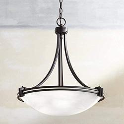 Deco Oil Rubbed Bronze Pendant Chandelier 21 1/2'' Wide Modern Marbleized Glass Bowl 3-Light Fixture for Dining Room House Foyer Kitchen Island Entryway Bedroom Living Room - Possini Euro Design