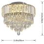 LED Crystal Ceiling Light Dining Room 11.8'' 3 Way Dimmable Contemporary Teardrop Crystal Chandelier 5 Tiers Flush Mount Close to Ceiling Lighting Bedroom Living Room Entryway(3000+4000+6000K)