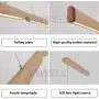 Modern LED Wooden Chandelier Dining Room Dimmable Remote Control Brightness Adjustable Pendant Lights Half Flush Mount Ceiling Hanging Lamp Fixture for Bedroom Livingroom Hanging Island Lighting 20W
