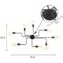 Lampundit Sputnik Chandelier 8-Light Flush Mount Ceiling Light, Matte Black Finish, Modern Industrial Lighting Fixture for Dining Room Living Room Bedroom Kitchen Hallway Cafe Bar