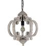 DOCHEER Vintage Distressed White Metal Wood Chandelier 1-Light Wooden Pendant Chandeliers Light Fixtures for Dining Room, Living Room, Bedroom, Kitchen Island, Foyer, Entryway, Hallway