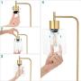 Gold Industrial Table Lamp, Elizabeth Vintage Office Desk Lamp, Dimmable Bedside Reading Lamp, Brass Metal Midcentury Lamp for Bedroom Living Room, 2 USB Charging Ports E26 Edison LED Bulb Glass Shade
