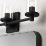 Pathson 3 Light Wall Light, Vintage Bathroom Vanity Light, Industrial Indoor Wall Sconce with Clear Glass Shade, Wall Mount Light Fixtures for Bathroom Kitchen Living Room (Black)