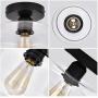 Industrial Semi Flush Mount Ceiling Light, Clear Glass Shade Ceiling Light Fixture, Matte Black Finish, Modern Farmhouse Lighting for Kitchen, Dining Room, Hallway
