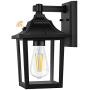PARTPHONER Outdoor Light Fixture Wall Mount, Dusk to Dawn Sensor Porch Light Wall Sconce E26 Socket, Exterior Wall Lantern, Waterproof Anti-Rust Wall Light with Clear Glass Shade for Entryway, Garage