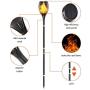 CASAVIDA Solar Torch Lights Outdoor, Waterpoof Landscape Garden Pathway Lights with Vivid Dancing Flickering Flames, Dusk to Dawn Auto On/Off Security Light for Deck Yard Driveway, (4Pack)