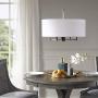 Hampton Hill MPS150-0066 Broderick 6 Modern Chandeliers-Metal, Fabric Shade Pendant Ligthing Lamp Ceiling Dining Lighting Fixtures Hanging, See Below, White/Silver