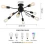 8-Light Black Sputnik Light Fixture, Semi Flush Mount Ceiling Light Fixture, Sputnik Chandelier, Modern Ceiling Light for Kitchen Living Room Dining Room Bedroom Hallway Foyer