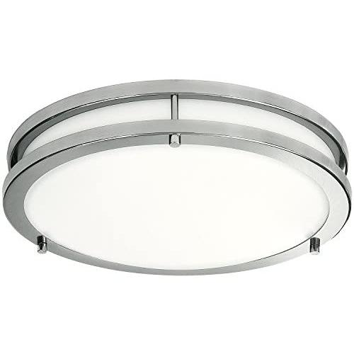 LB72119 LED Flush Mount Ceiling Light, 12 inch, 15W (150W Equivalent) Dimmable 1200lm, 4000K Cool White, Brushed Nickel Round Lighting Fixture for Kitchen, Hallway, Bathroom, Stairwell