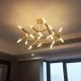 BOKT Mid Century Modern 20-Light Polygonal Chandelier Light Fixture for Kitchen Living Room Foyer Dining Room Ceiling Lamp Includ G4 Warm White Bulbs (Bronze)