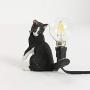Wangda ❊gr8iejierg Luxury Mini Cat-Table Lamps, for Bedroom Bedside Living Room Wall Sconce Light Black/White,Mini Cat Desk Lamp Lights(US) (C)
