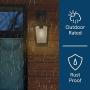 Home Luminaire 31703 Spence 1-Light Outdoor Wall Lantern with Seeded Glass and Built-in GFCI Outlets, Black