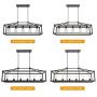 BONLICHT Modern Rectangle Chandelier 6 Light Black Industrial Vintage Kitchen Island Lighting Fixture Hanging Pendant Lamp Farmhouse Metal Cage Ceiling Light Fixtures for Living Room Dining Room Foyer