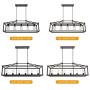 BONLICHT Modern Rectangle Chandelier 6 Light Black Industrial Vintage Kitchen Island Lighting Fixture Hanging Pendant Lamp Farmhouse Metal Cage Ceiling Light Fixtures for Living Room Dining Room Foyer