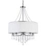 A1A9 Modern 5-Light Drum Pendant Lighting Fixture, 26 White Fabric Shade, Elegant Hanging Ceiling Lights with Crystal, Chrome Finish Chandelier for Entryway, Hallway, Dining Room and Foyer