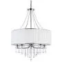 A1A9 Modern 5-Light Drum Pendant Lighting Fixture, 26 White Fabric Shade, Elegant Hanging Ceiling Lights with Crystal, Chrome Finish Chandelier for Entryway, Hallway, Dining Room and Foyer