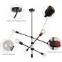 Sivilynus Modern Sputnik Chandelier Light Fixture 6 Lights Black Farmhouse Ceiling Hanging Mid Century Pendant Light for Dining Room Foyer Kitchen Island