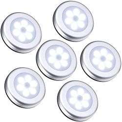 Motion Sensor Light, 6pcs Cordless Battery-Powered LED Night Light Wall-Mounted Wall Light, Used for Indoor/Outdoor, Staircase, Bedroom, Bathroom, Corridor, Cabinet Safety Light