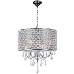 LightInTheBox Modern Chandeliers with 4 Lights Pendant Light with Crystal Drops in Round, Ceiling Light Fixture for Dining Room, Bedroom, Living Room