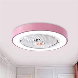 BAYCHEER Acrylic Circle Semi Flush Mount Lighting LED Ceiling Fan Lamp with Remote Control 3 Light Color Changeable Enclosed Fandelier Lamp for Living Room Kitchen Kids Room Hall,Pink