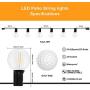 Outdoor String Lights Commercial, 50ft 1W G40 LED Weatherproof Patio Lights with 54 Edison Bulbs, Waterproof Shatterproof Dimmer, Connectable Hanging Sockets for Party Backyard Porch Balcony Décor