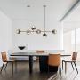 Modo Lighting Mid-Century Modern Ceiling Pendant Chandelier Golden 6 Light Globe Glass Hanging Light for Dining Room