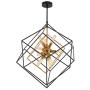 Artika CHMP-RN Imperium Mid Century Fixture 9-Light Chandelier 25W, Aged Brass Finish with Black Accents, Bronze