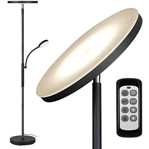 Floor Lamp - Dimunt LED Floor Lamps for Living Room Bright Lighting, 27W/2000LM Main Light and 7W/350LM Side Reading Lamp, Adjustable 3 Colors 3000K/4500K/6000K Tall Lamp with Remote & Touch Control