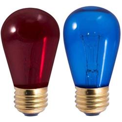 Veterans Day Light Bulbs - 11 Watt Red and Blue Light Bulbs - Dimmable - E26 Base - by GoodBulb (11 Watt S14, 2 Pack)