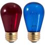 Veterans Day Light Bulbs - 11 Watt Red and Blue Light Bulbs - Dimmable - E26 Base - by GoodBulb (11 Watt S14, 2 Pack)